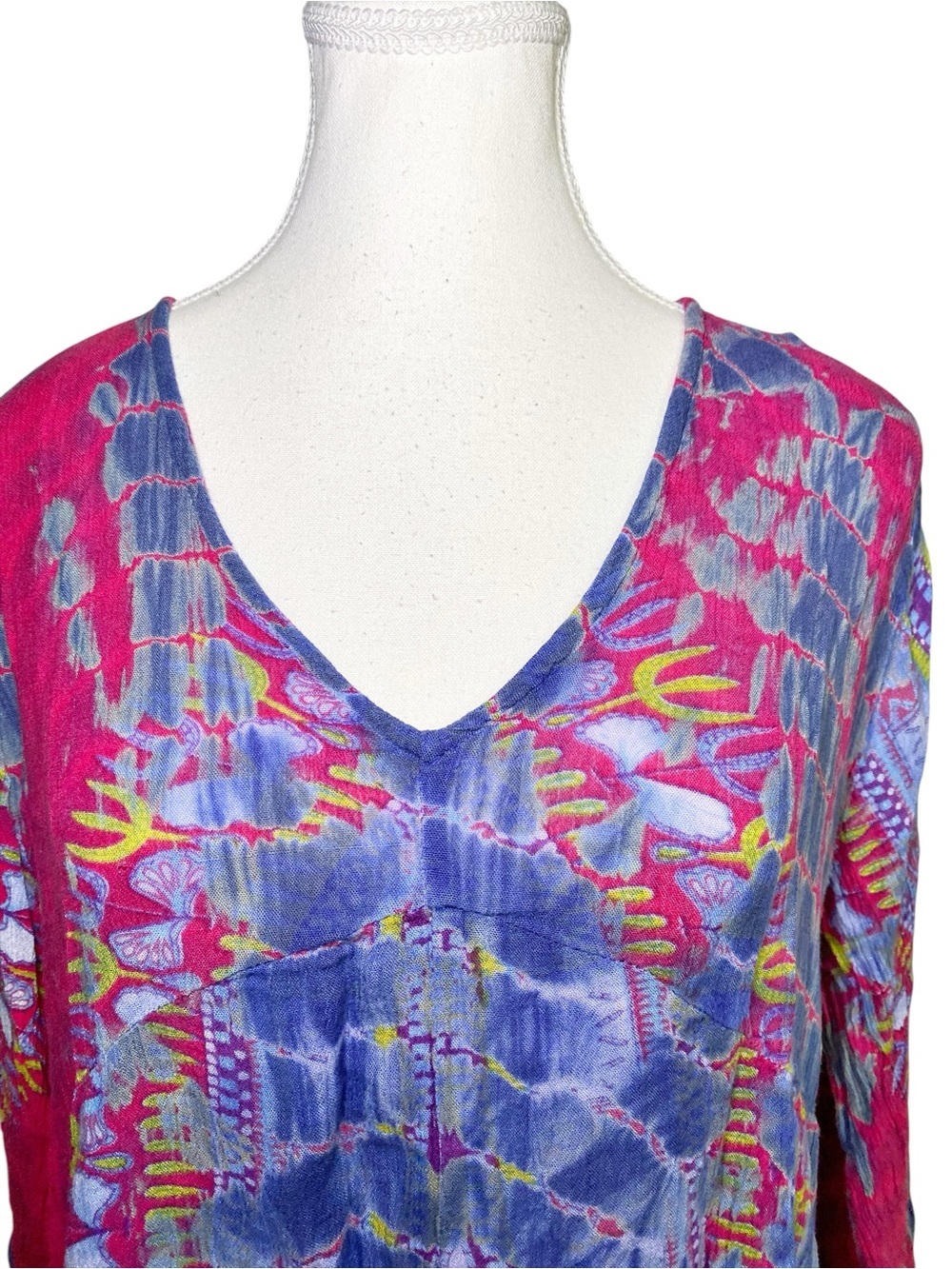 Greater Good | Pink & Purple Boho Print Crinkle Tunic Top - Picture 4 of 14